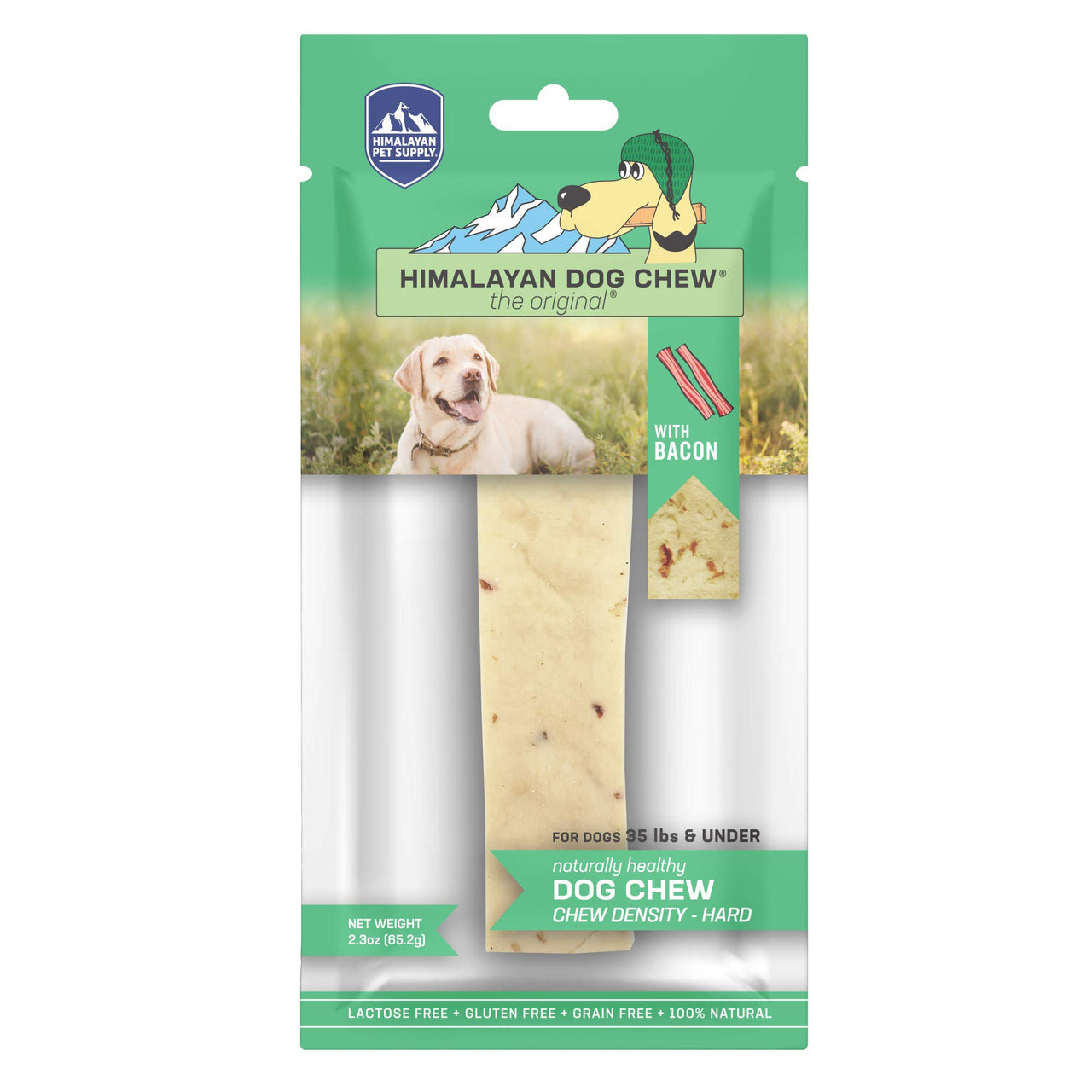 Himalayan Dog Chew Yak Cheese Dog Chews, 100% Natural, Long Lasting, Gluten Free, Healthy & Safe Dog Treats, Lactose & Grain Free, Protein Rich, Medium Dogs 35 Lbs & Smaller, Real Bacon Bits, 2.3 oz 2.3 Ounce (Pack of 1)