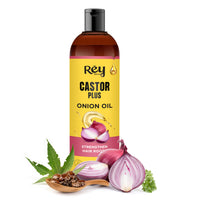 Rey Naturals Castor Oil Plus Onion Hair Oil For Hair Growth I Onion Oil For Hair Growth & Strong Hair Roots | Onion Oil For Hair Fall Control | Castor Oil For Hair Growth For Men & Women - 100ml