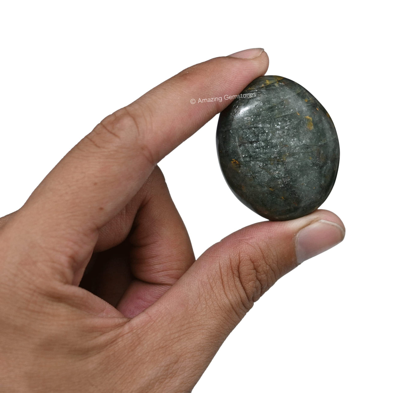Chrome Diopside Palm Stone - Pocket Massage Worry Stone for Natural Body Chakra Balancing, Reiki Healing and Crystal Grid Chrome Diopside