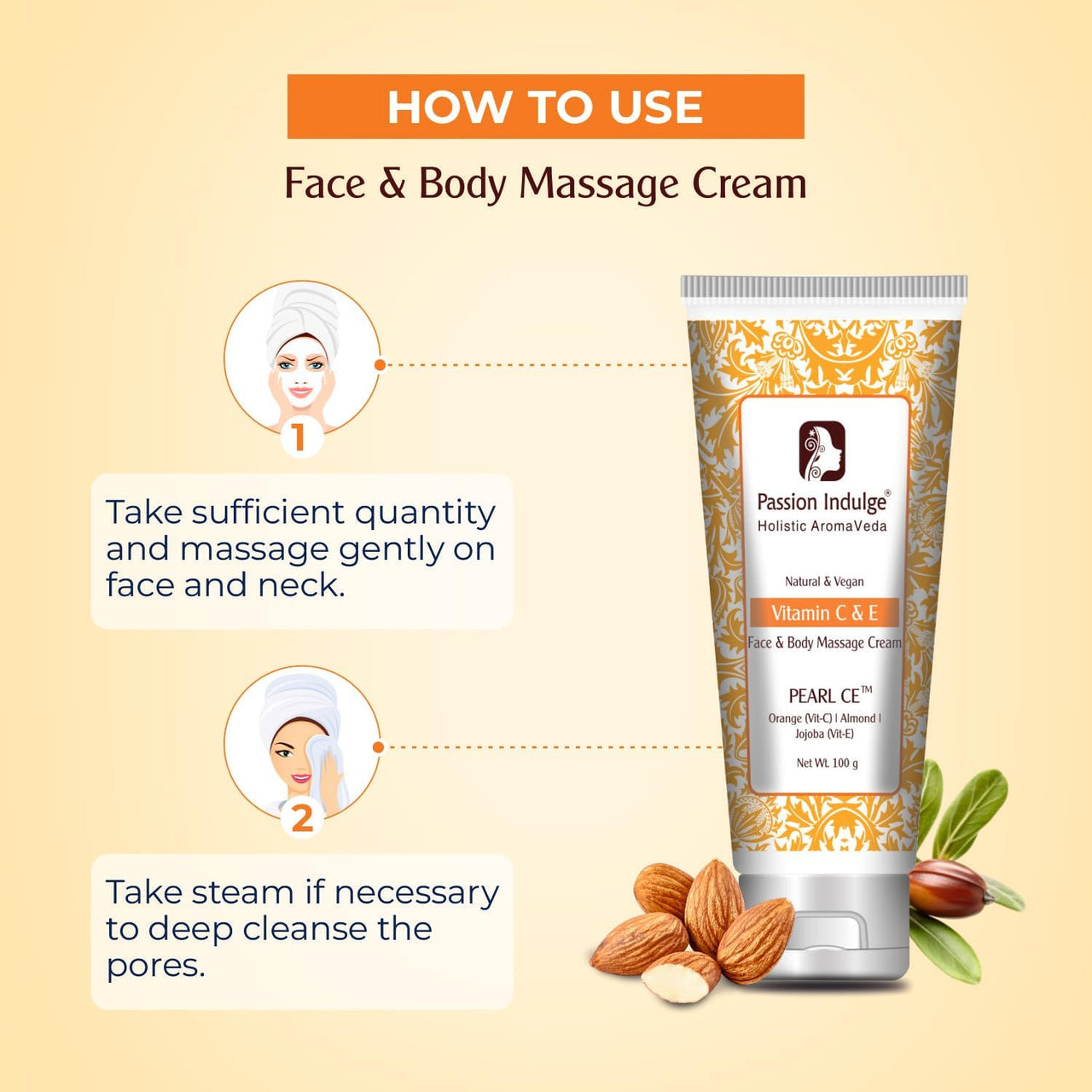 Passion Indulge Massage Cream Pearl-CE for Face and Body - 100gm