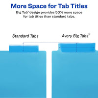 Avery Big Tab Insertable Plastic 2 Pocket Dividers for 3 Ring Binders, 5 Tab Set, Bright Two-Tone Multicolor, Works with Sheet Protectors, 1 Set (00031)