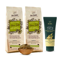 Nat Habit Ready to Apply Henna Paste & Brightning Ubtan Face Wash Combo For Men & Women Natural Glow, Rich Dark Brown Shade Suitable For All Hair & Skin Types (Combo Pack of 3)