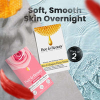 Bee & Beauty Bio Collagen Overnight Face Mask & Pink Deep Mask -Combo Pack Of 2 | Korean Mask For Glass Skin | Sheet Mask For Deep Hydration, Pore minimizing With Goodness Of Honey and Bulgarian Rose