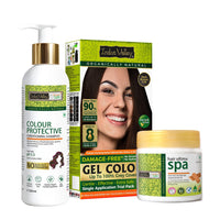 INDUS VALLEY Hair Color Trial Pack | Dark Brown With Colour Protection Shampoo (200 ml) + Hair Ultima Spa (175 ml)
