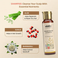 Vedix Customized Hair Fall & Dandruff Control Regimen For Normal/Oily Hair - Anti Hair Fall Oil Hibiscus + Eclipta - Anti-Hairfall Shampoo - Nuyantra Pro Hair Growth Serum X Dandruff Care