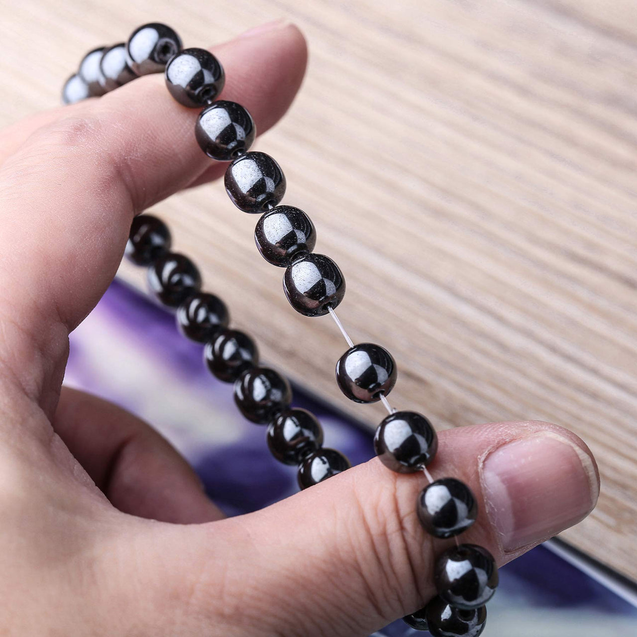 WRCXSTONE Natural 8mm Gorgeous Semi-Precious Gemstones Healing Crystal Stretch Beaded Bracelet Unisex 3 Pieces a Set