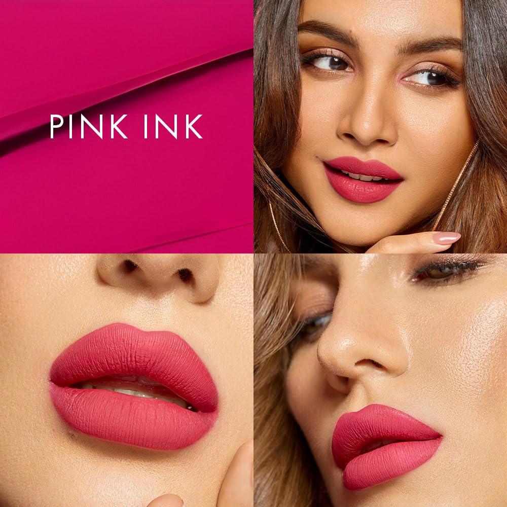 HYUE HydraMatte™ Liquid Lipstick | 2.2ml | Pink Ink Soft-Matte Long-Wear | Intense Color | With Jojoba, Almond & Gooseberry Extracts | Travel-Friendly | Precision Tip | 12 Bold Shades