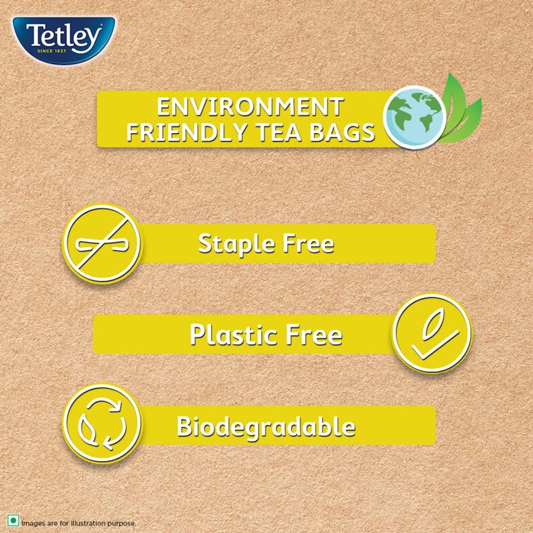 Tetley | Lemon Flavoured Refreshing Tea | Black Tea | 50 Tea Bags, 100 Grams