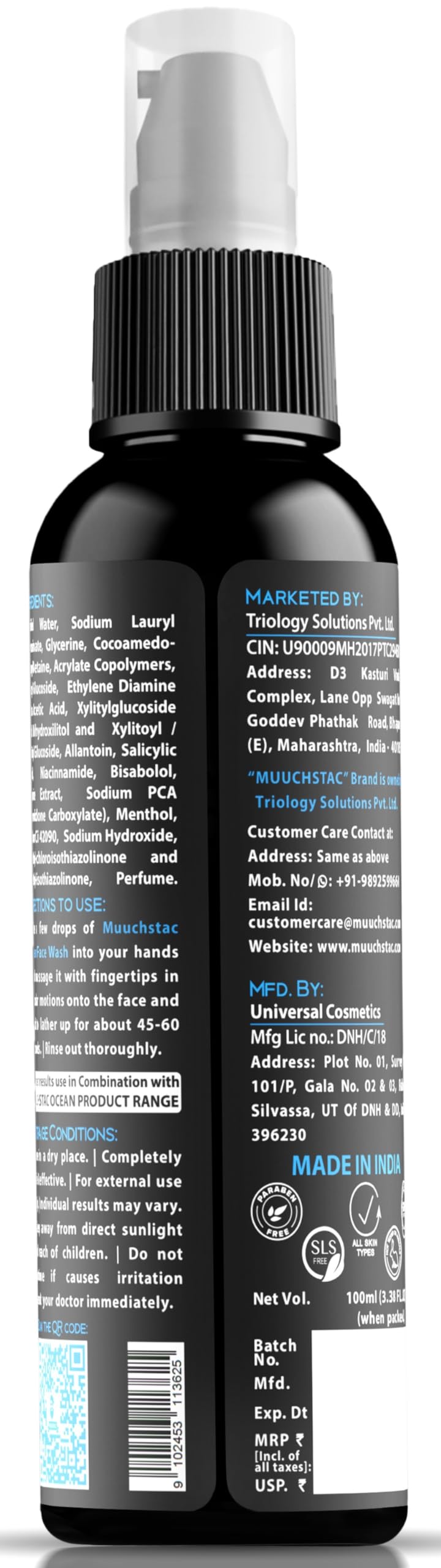 Muuchstac Ocean Face Wash for Men | Fight Acne & Pimples, Brighten Skin, Clears Dirt, Oil Control, Refreshing Feel - Multi-Action Formula (3x100 ml)