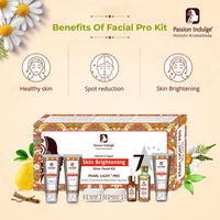 Passion Indulge Pearl Light 7 Star Pro Silver Facial Kit For Skin Brightening & Shine With Lemon, Chamomile, Manjistha, Liquorice | All Skin Types | Natural & Vegan | professional Kit| skin lightening| spot reduction | 7 Steps