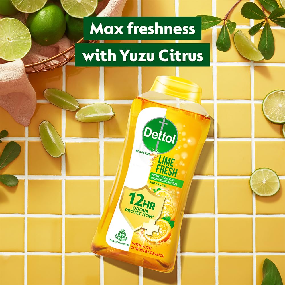 Dettol Body Wash and Shower Gel for Women and Men, Refresh - 250ml | Soap-Free Bodywash | 12h Odour Protection (Pack of 2)