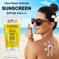 Globus Naturals Sunscreen with Ultra Sheen Defense, SPF 50 PA+++, UVA & UVB Protection, Lightweight & Non-greesy Formula, Normal to Oily Skin, 50 gm (Pack of 3)