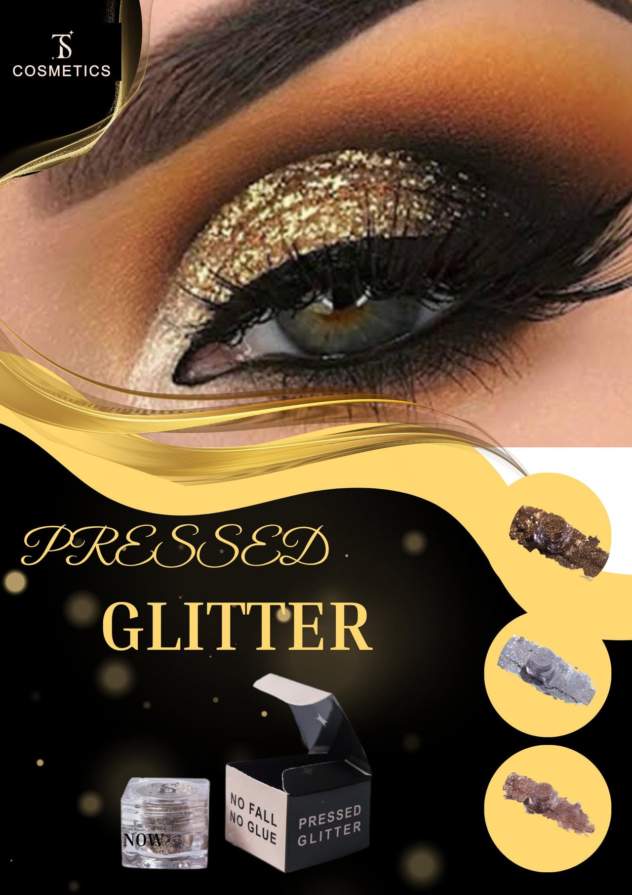 TS COSMETICS Pro Glitter Eyeshadow Palette – Aqua | Pressed Glitter, Shimmer & Matte Finishes | Highly Pigmented, Long-Lasting Eye Makeup
