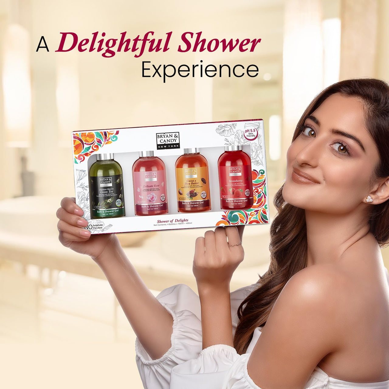 Bryan & Candy Luxurious Shower Gel Combo Kit,Gift Set For Women And Men | Ph5.5 Skin Friendly, Fresh Fragrances |
