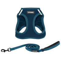 Voyager Step-in Air All Weather Mesh Harness and Reflective Dog 5 ft Leash Combo with Neoprene Handle, for Small, Medium and Large Breed Puppies by Best Pet Supplies - Set (Blue), S