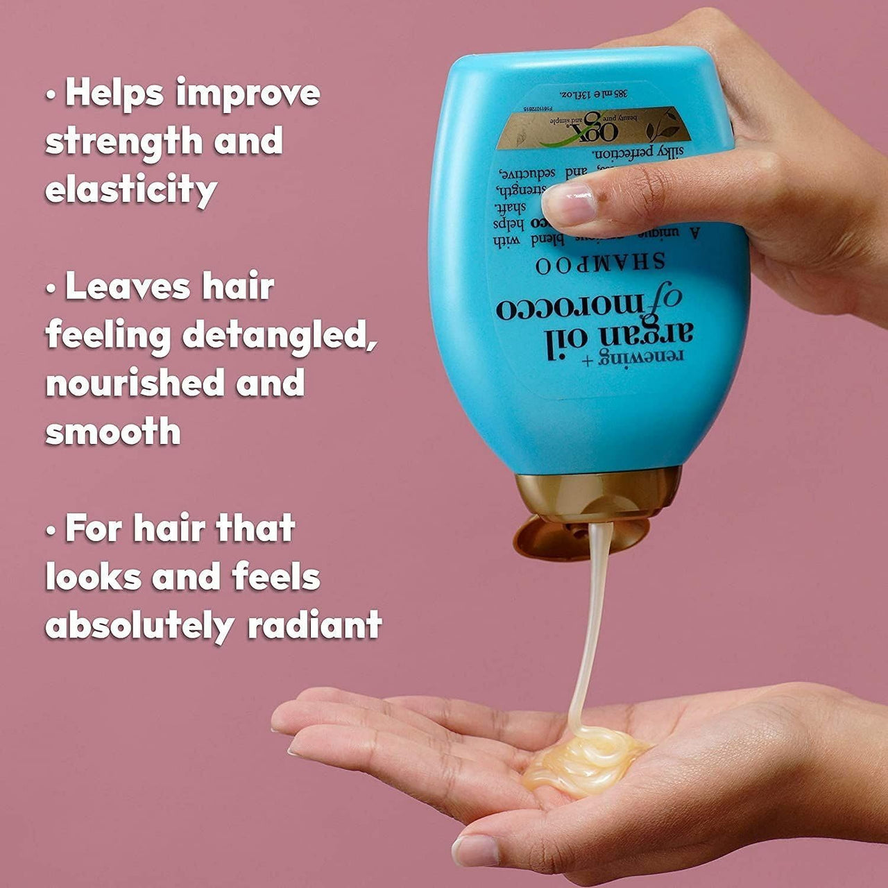 OGX Renewing + Argan Oil of Morocco Hydrating Hair Shampoo, Cold-Pressed Argan Oil to Help Moisturize, Soften & Strengthen Hair, Paraben-Free with Sulfate-Free Surfactants, 385 g (Pack of 2)