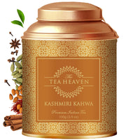 The Tea Heaven Kashmiri Kahwa Detox Green Tea 100 gram|Traditional Saffron Flavor Tea with Cardamom,Rose Petals,Cinnamon & Almonds|Authentic Wellness Blend|Premium Loose Leaf Sweet Kahwa GT-22 gram