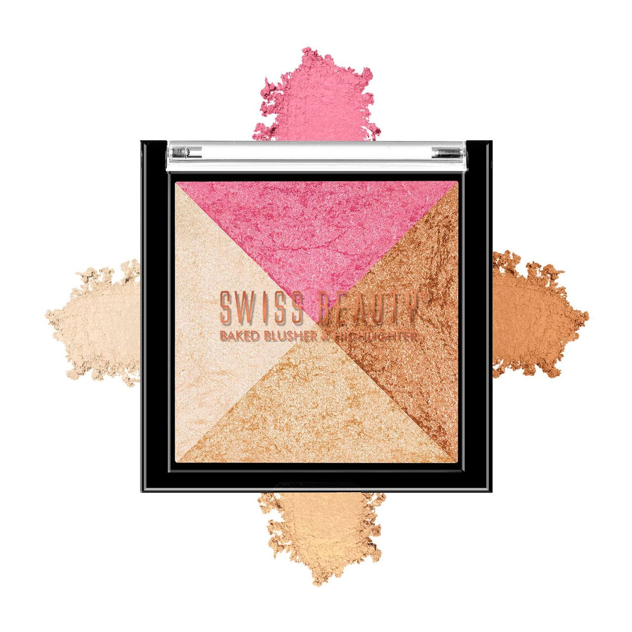 Swiss Beauty Mini Baked Shimmer Blusher And Highlighter Palette For Face Makeup| Multicolor-5, 7 Gm |