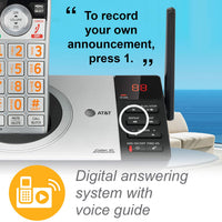 AT&T DECT 6.0 Expandable Cordless Phone with Answering System, Silver/Black with 1 Handset (CL82107)