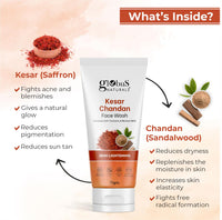 Globus Naturals Kesar Chandan Skin Lightening & Tan Removal Face wash, For Natural Glow & Spotless Skin, Suitable For All Skin Types, 75 ml (Pack of 2)