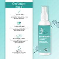 BAKE 5% Glycolic Acid Toner with Hyaluronic Acid for Pigmentation, Tan Removal & Pore Tightening | For Combination skin, Oily, Acne Prone skin | Glowing & Brightening Skin | 100ml