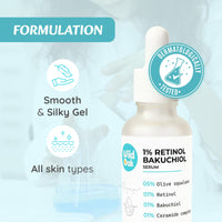WildOak 1% Retinol Bakuchiol Ceramides Face Serum | Anti-Aging, Brightening & Skin Texture Improvement | Boosts Collagen & Restoration | Bakuchiol is Powerful for Skin Barrier & Gentle on Skin | 30ml