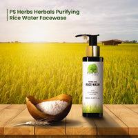 PS HERBS COSMETIC HERBS FOR A HEALTHIER YOU Herbal Rice Face Wash - Gentle Cleanser for Glowing Skin, SLS & Paraben Free, Vegan