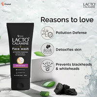 Lacto Calamine Activated Charcoal Face Wash with Aloe Vera & Tea Tree Extract for Deep Skin Detox. Removes impurities and fights blackheads & whiteheads. No Parabens, No Sulphates - 100 ml Pack of 1