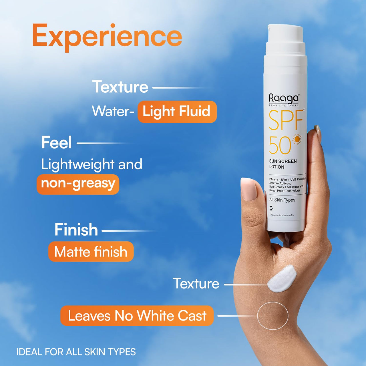Raaga Professional SPF 50 Sunscreen Lotion | PA++++, UVA + UVB Protection, Anti Tan Activities, Non-Greasy Feel, Water and Sweat Proof Technology (55 ml)