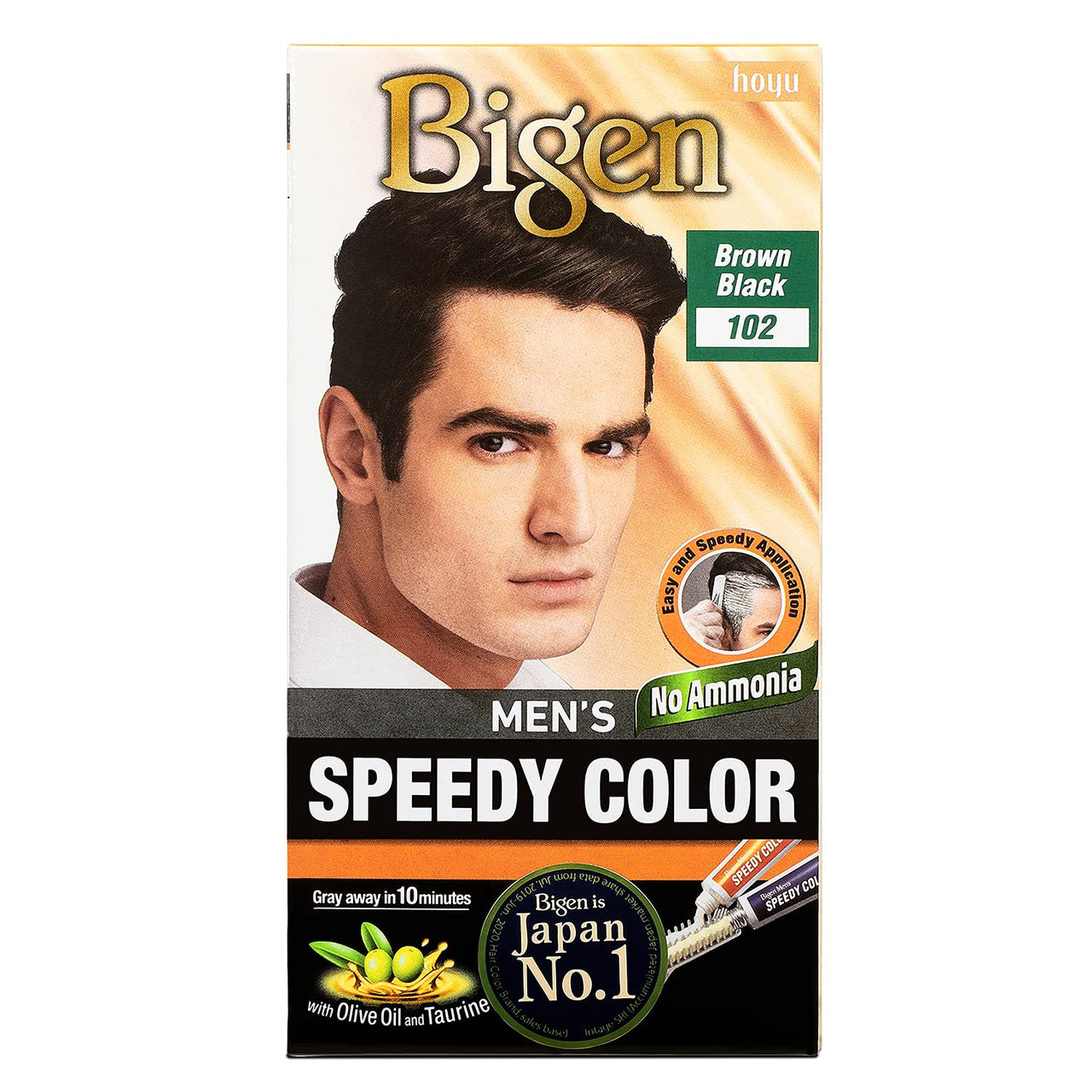 Bigen Men's  Speedy Color, Hair Color, 80g - Brown Black 102 (Pack of 1)