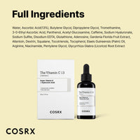 COSRX Pure Vitamin C 13% Serum with Vitamin E & Hyaluronic Acid, Brightening & Hydrating Facial Serum for Dark Spots, Fine Lines, Uneven Skin tone, 20ml, Animal Testing-Free, Korean Skincare