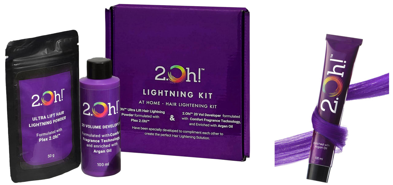 2.Oh! Italian- Violet Hair Color DIY Kit | Semi Permanent Hair Color + Hair Bleach for Hair Color | Hair Highlights for Women & Men | Hair Bleach with Plex & Argan oil| Lightening Kit