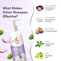 Mylo Care Anti Hair Fall Kit | Onion Shampoo & Onion Conditioner 200ml Each|Contains Red Onion Oil |Strengthens Hair Roots| All Natural|No Sulphates|No Parabens|No Mineral Oils