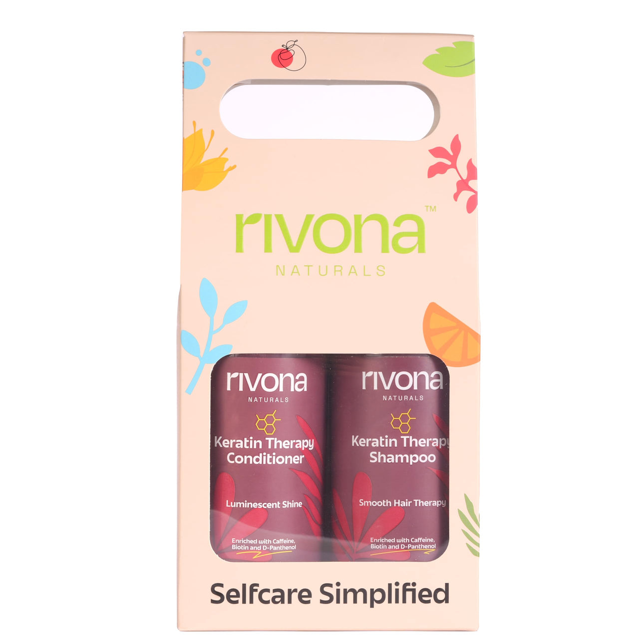 Rivona Naturals Keratin Therapy Shampoo and Conditioner Set |Smooth, Strengthen & Restore Dry, Damaged Hair | Sulfate-Free, Paraben-Free, 500ml