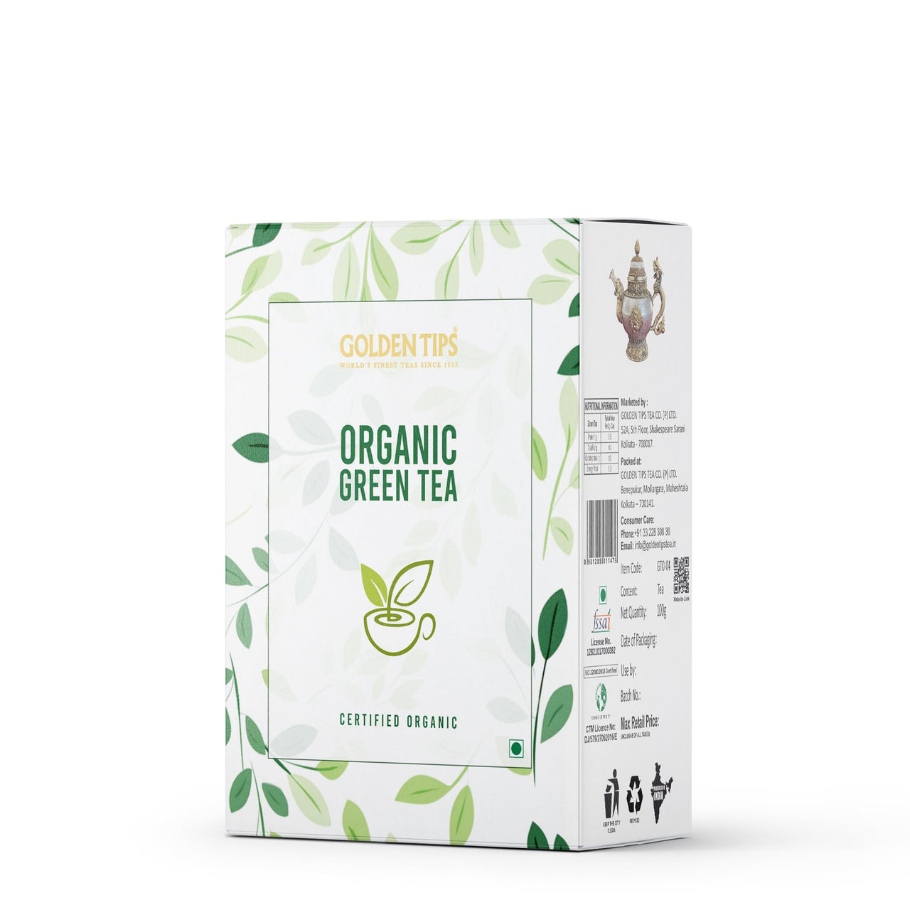 Golden Tips Organic Fine Darjeeling Green Tea, Pack of 2 (100 gm - 50 cups)