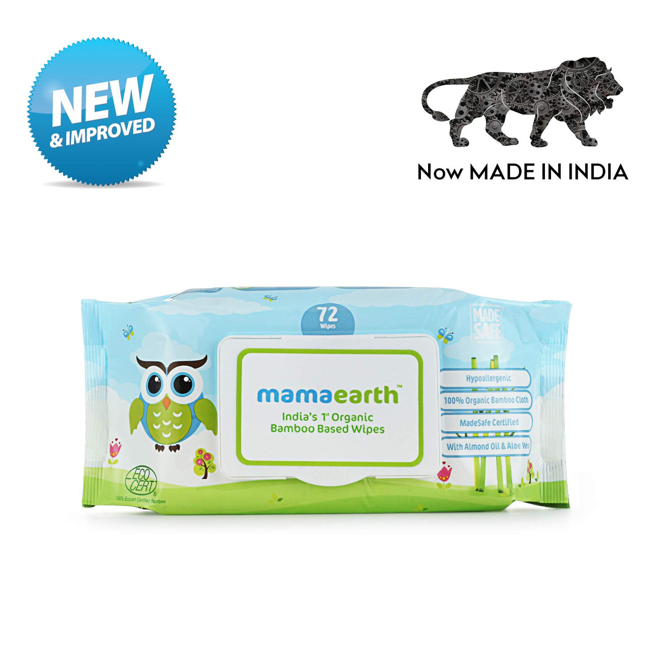 Mamaearth dusting Powder with Organic Oatmeal & Arrowroot Powder 150g & India's First Organic Bamboo Based Baby Wipes (72 Wipes) Combo