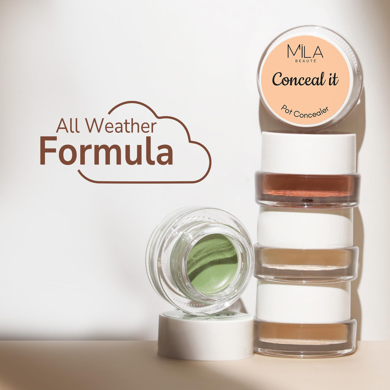 Mila Beauté Conceal It Pot Concealerwith Brush | Enriched With SPF 15 and Vitamin E | Light Weight Concealer | Long Lasting Coverage | Natural Matte Finish | Covers All Skin Concerns | Easily Blendable Concealer For Face Makeup (Pure Beige)