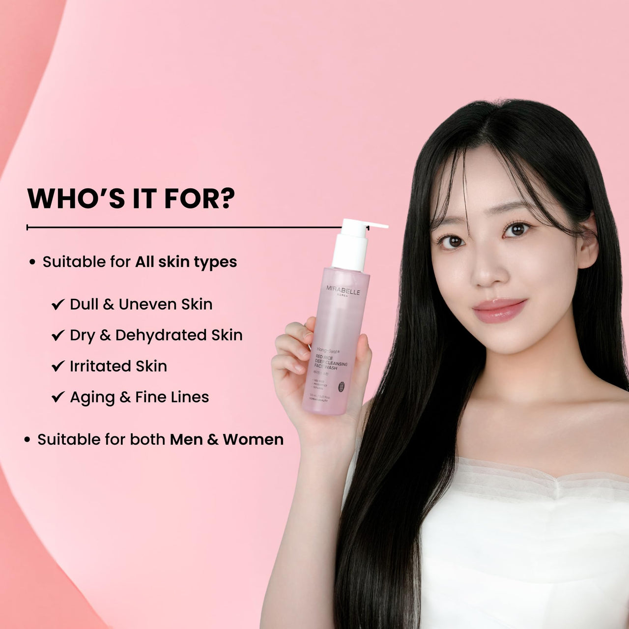 Mirabelle Korea Hong Ssal Red Rice Deep Cleansing Face Wash for Glowing Skin 150 ML | cleanser for women & men | Korean Skin Care