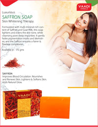 Vaadi Herbals Super Value Luxurious Saffron Skin Whitening Therapy Soap, 75g (Pack Of 6)