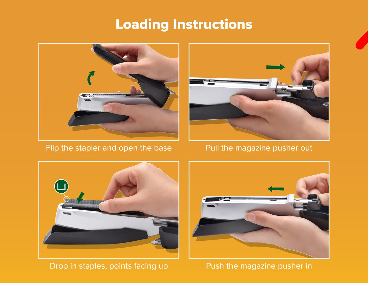 Bostitch Office InPower Desktop Eco-Friendly Stapler, One-Finger Technology, Jam-Free, Includes 210 Staples, Black (1100)