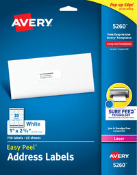 Avery Easy Peel Printable Address Labels with Sure Feed, 1