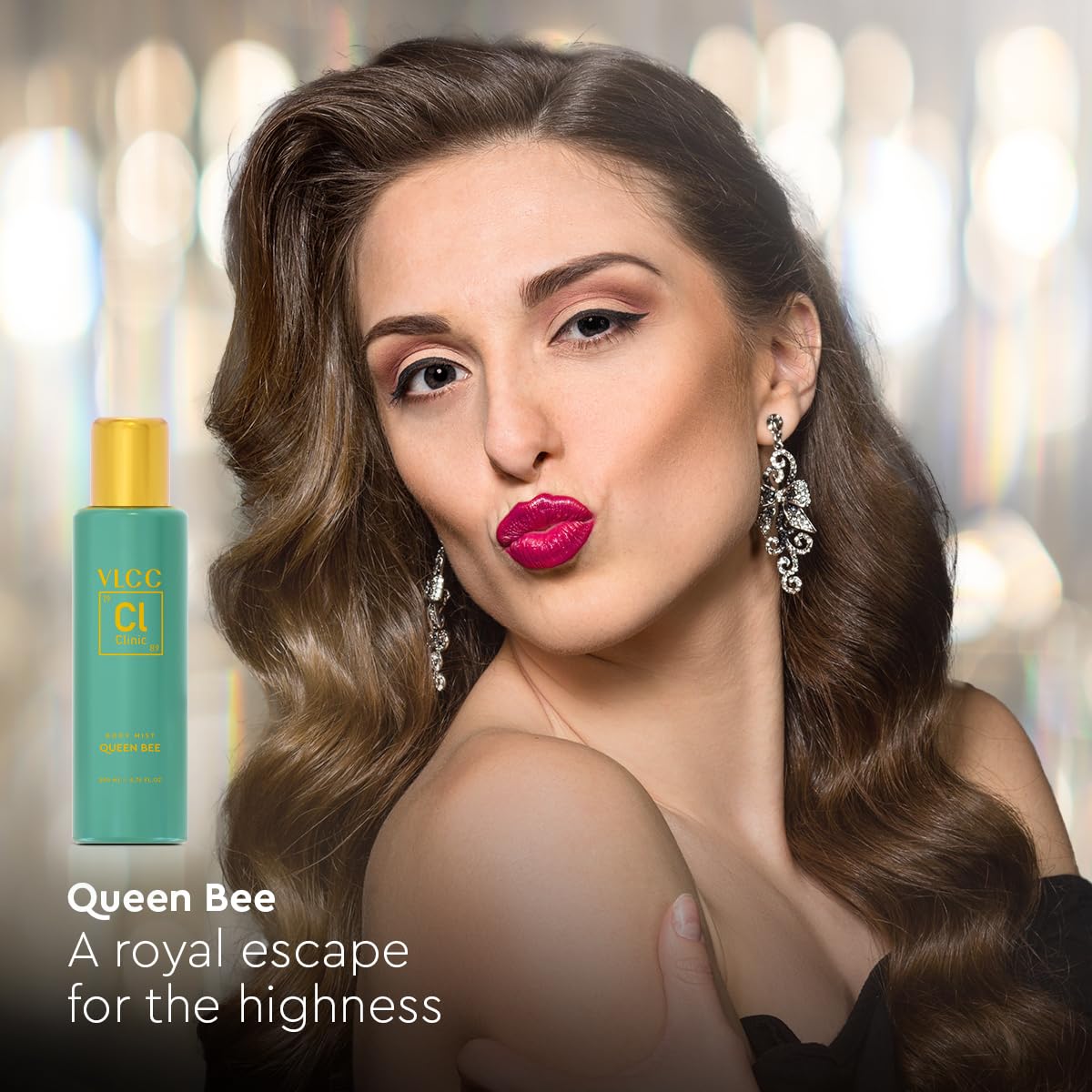 VLCC Clinic Body Mist "Queen Bee" - 200ml | Fresh, Woody, Citrusy Fragrance | Long Lasting Body Mist | Long Lasting Fragrance | Symbol of Elegancy | Paraben Free