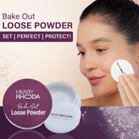 Hilary Rhoda Bake Out Loose Powder | Setting Loose Powder for Face | Matte Finish & Lightweight Loose Powder | Hides Imperfections | Oil Control Formula | 10gm (Tanslucent | Shade 01)