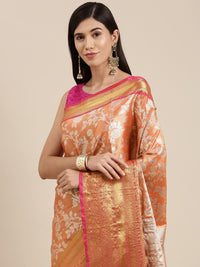 Pandadi Saree Women's  Arasi Soft Tissue Banarasi Silk Dharmavaram Pattu Saree With Unstiched Blouse Piece