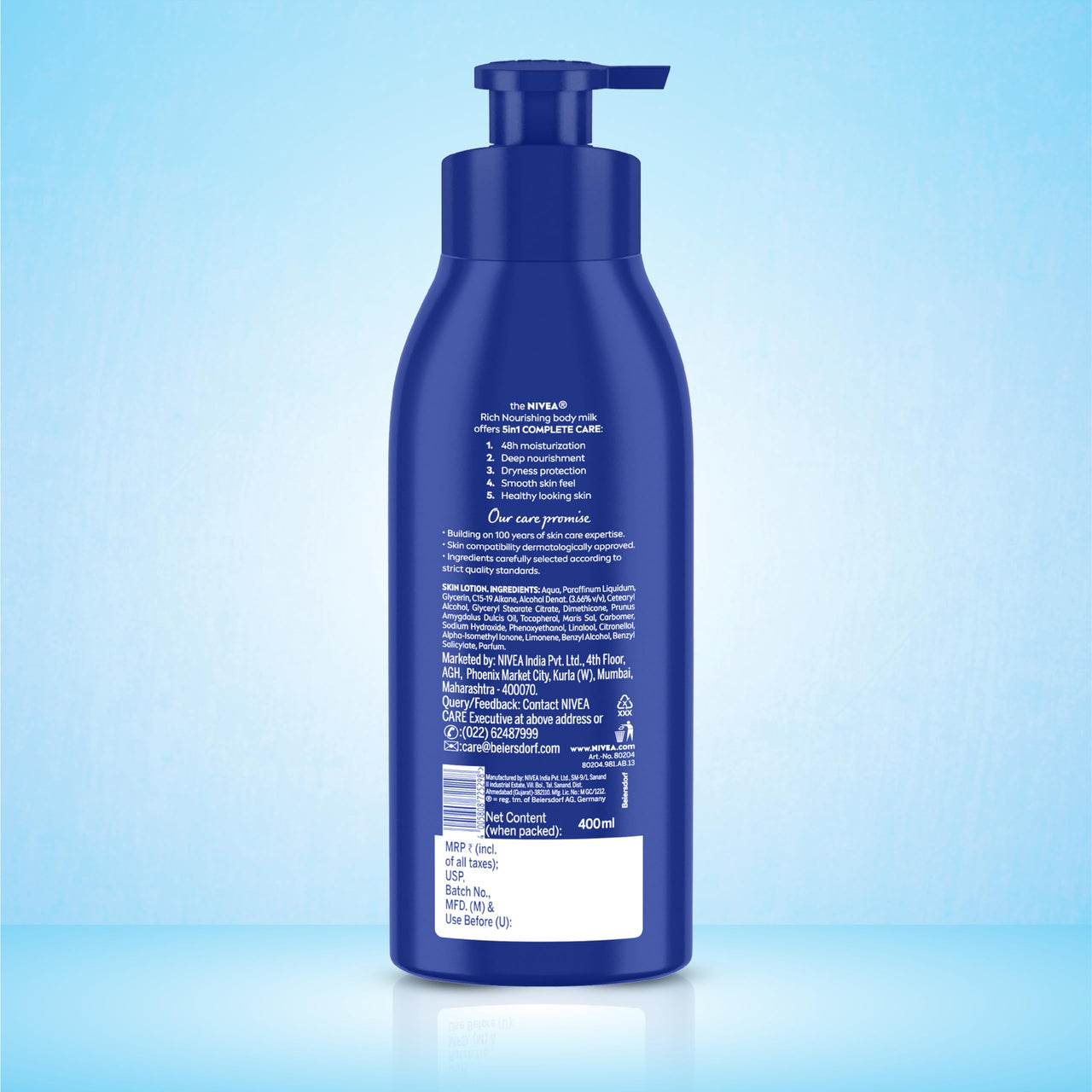 NIVEA Nourishing Body Milk 400ml Body Lotion | 48 H Moisturization | With 2X Almond Oil | Smooth and Healthy Looking Skin |For Very Dry Skin