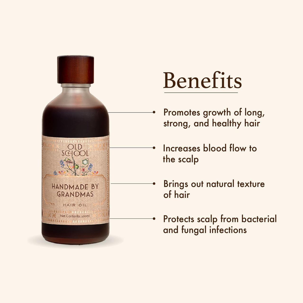 Old School Rituals Handmade by Grandmas Baby Hair Oil | Natural Hair Oil for Kids | Promotes Long, Strong & Healthy Hair Growth | 100 ml