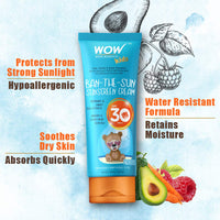 WOW Skin Science Kids Ban-The-Sun Sunscreen Cream For Combination Skin, Spf 30 Pa++ - No Parabens, Silicones, Oxide Color, Mineral Oil And Benzophenone, 100 Ml, Pack Of 1