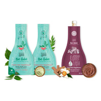 Nat Habit Hair Mask & Face Pack Combo Crushed Tri-Leaf NutriMask & Chandan Nagakesar Lepa For Men & Women Hairfall Control & Glowing Skin, Suitable For All Skin & Hair Types (Combo Pack of 3)