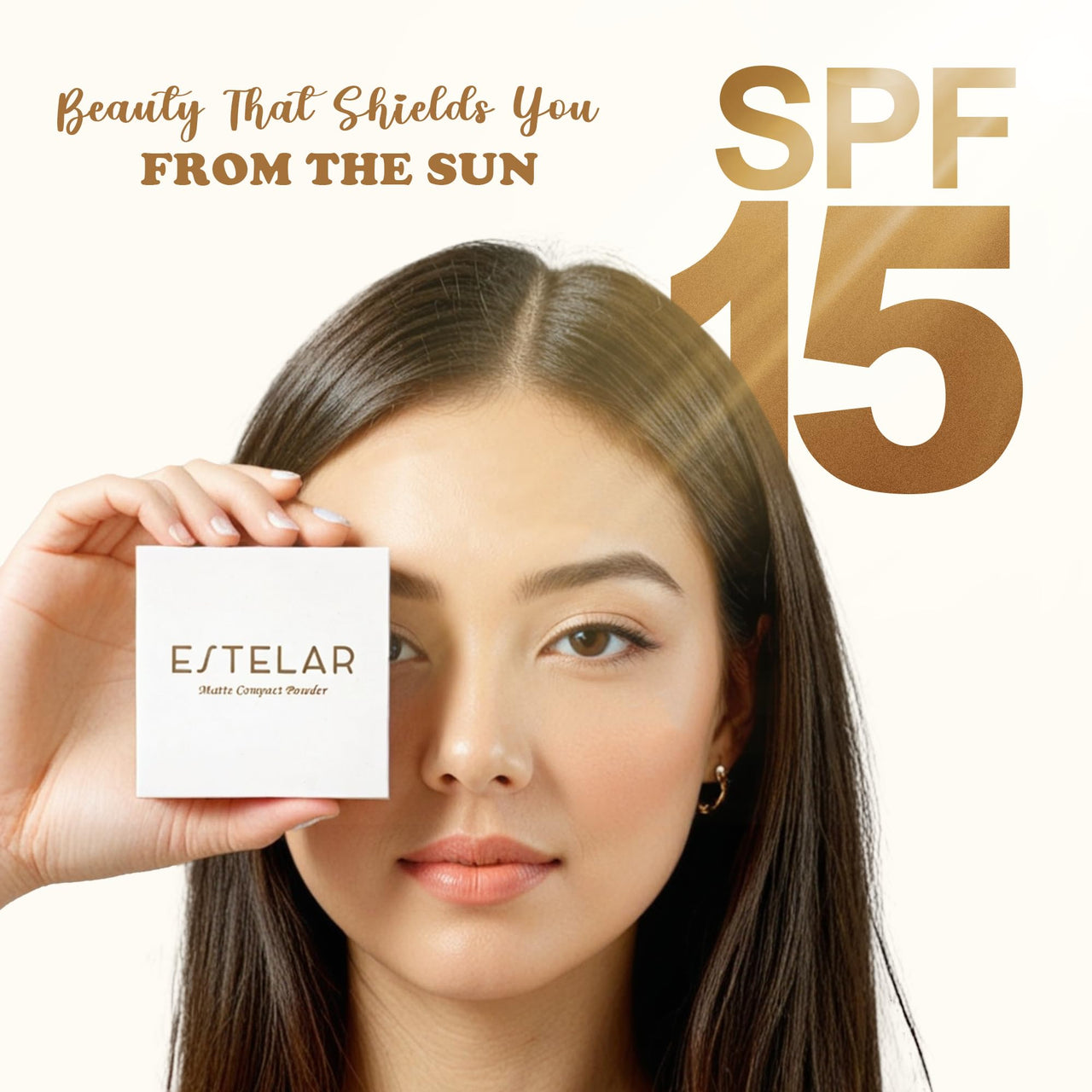 Estelar Matte Compact Powder with SPF 15 Protection, Absorbs Oil and Sweat, Long Lasting Freshness for Upto 12 Hours, Evens Tone, Non Sticky, Non Greasy, Fearless Sand, For All Skin Types, 8gms