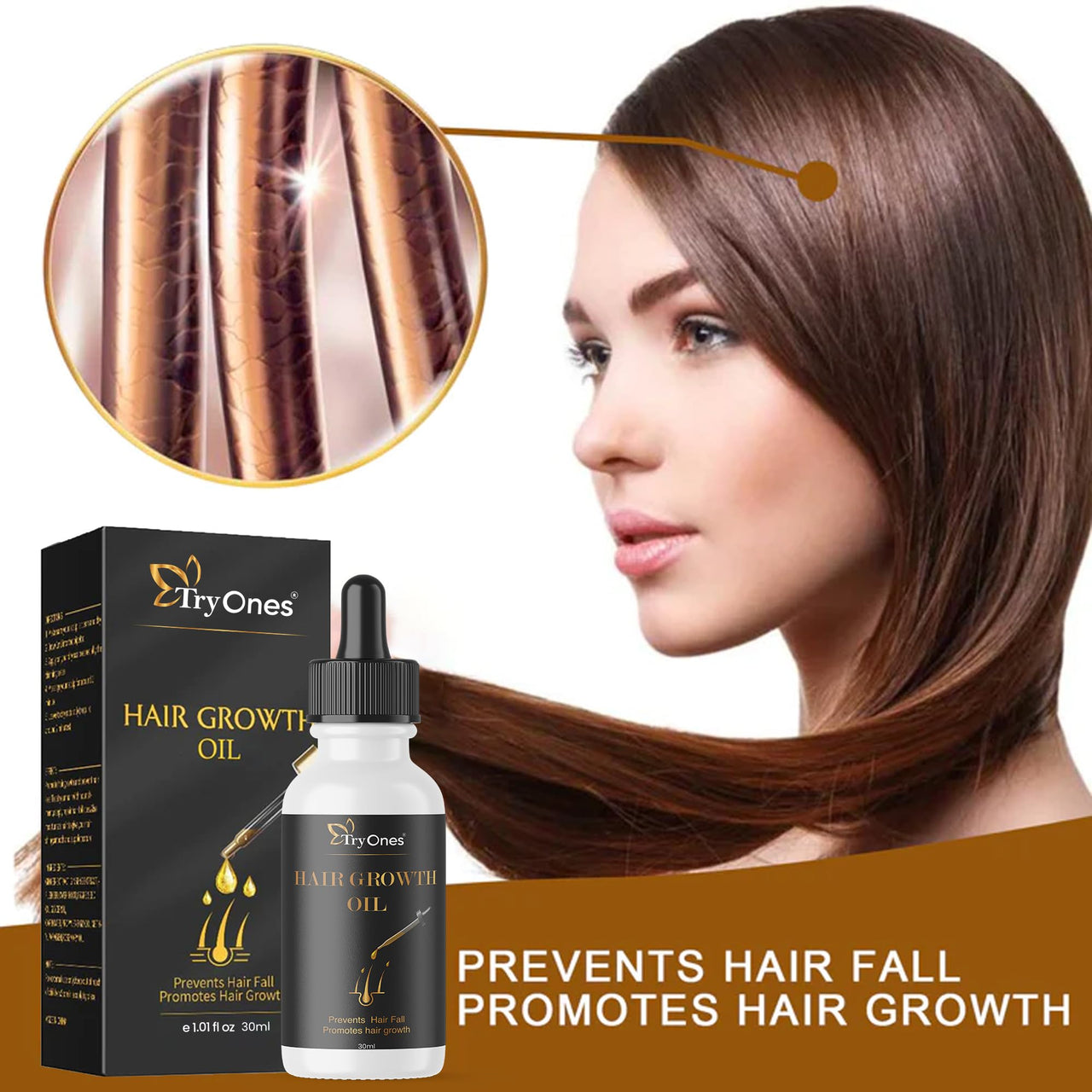 TryOnes Professional Hair Serum for Frizzy Hair||Serum for Women & Men||All Hair Types for Frizz-free, Smooth & Glossy Hair||Hair Growth Oil Serum_30ML